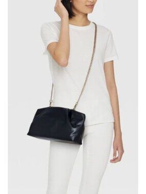 A New Day Black Faux Leather Crossbody Bag  Detachable Gold Chain New